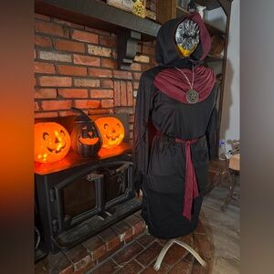 Mystical Black and Red Hooded Kids Costume